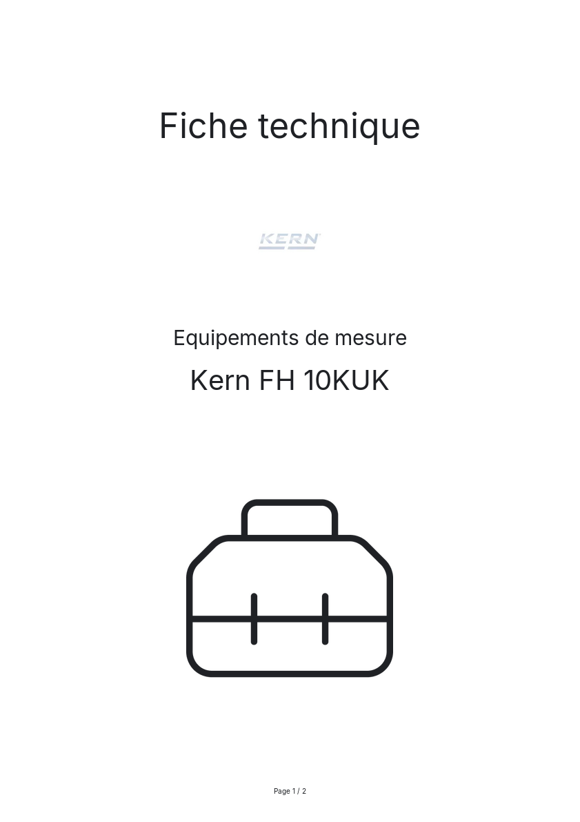 Page n°1 - Fiche technique Kern FH 10KUK