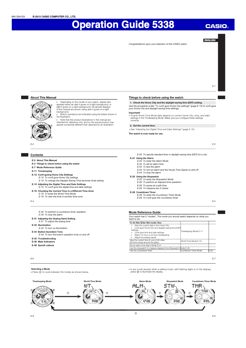 Page 1 de la notice Manuel utilisateur Casio Baby-G BA-110PI-2AER
