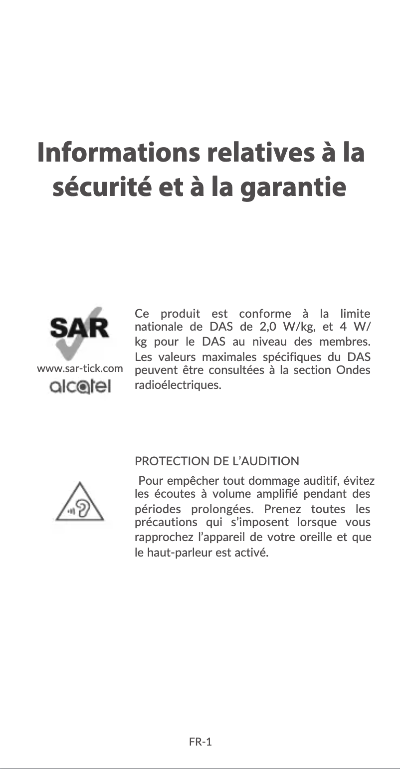 Page 1 de la notice Instructions de sécurité Alcatel 3T 10