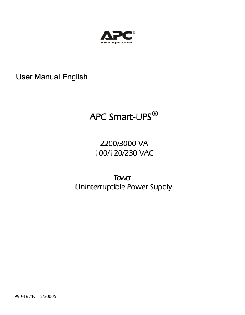 Page 1 de la notice Manuel utilisateur APC SUA2200X115