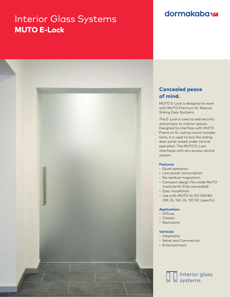 Page 1 de la notice Manuel utilisateur Dormakaba MUTO E-Lock