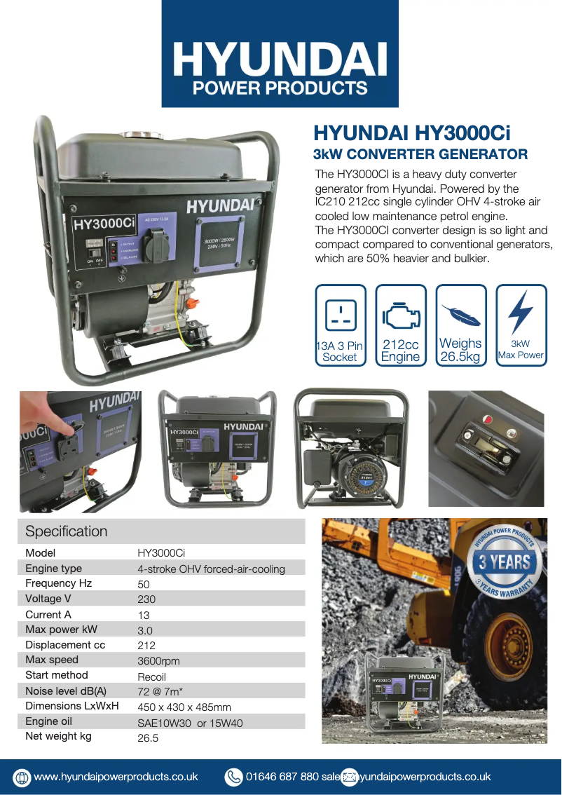 Page 1 of the manual User Manual Hyundai HY3000CI