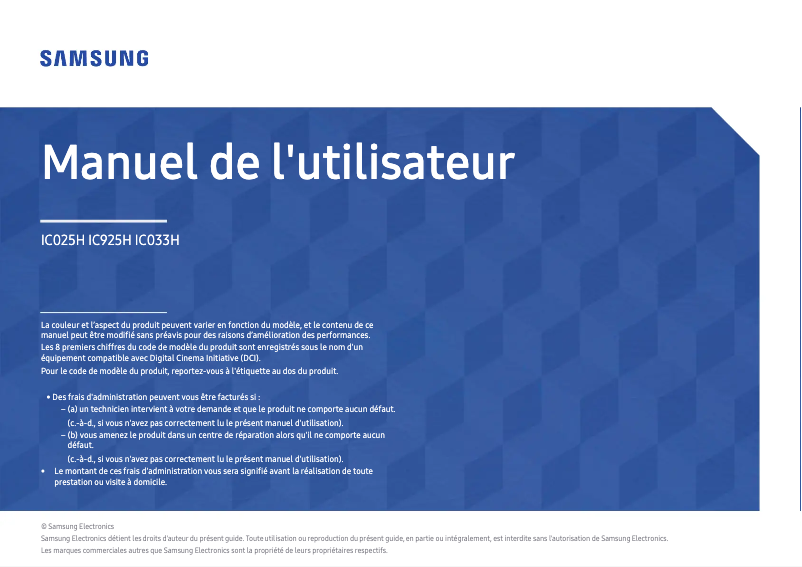 Page 1 de la notice Manuel utilisateur Samsung IC033H