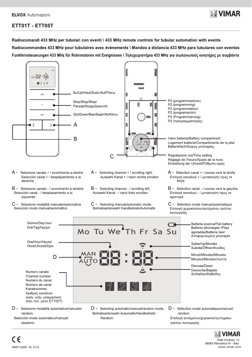 Image de la première page du manuel de l'appareil ELVOX ETT01T