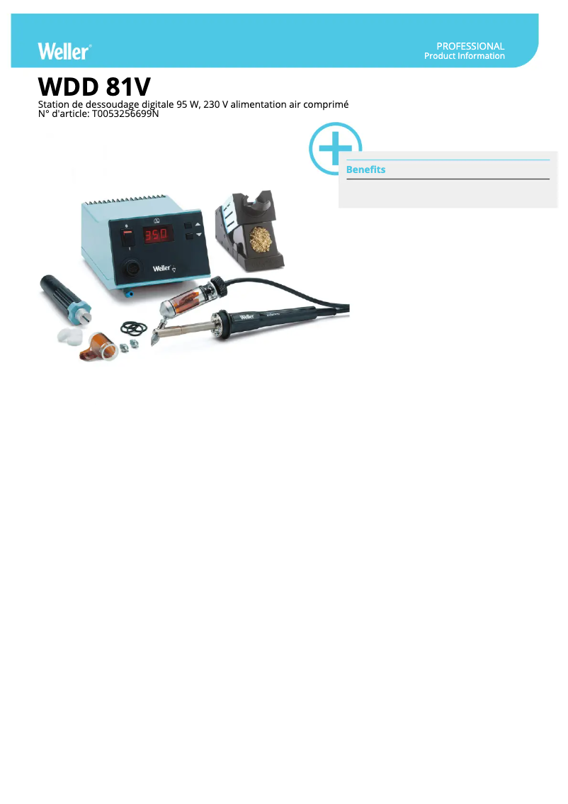 Page 1 de la notice Fiche technique Weller WDD 81V