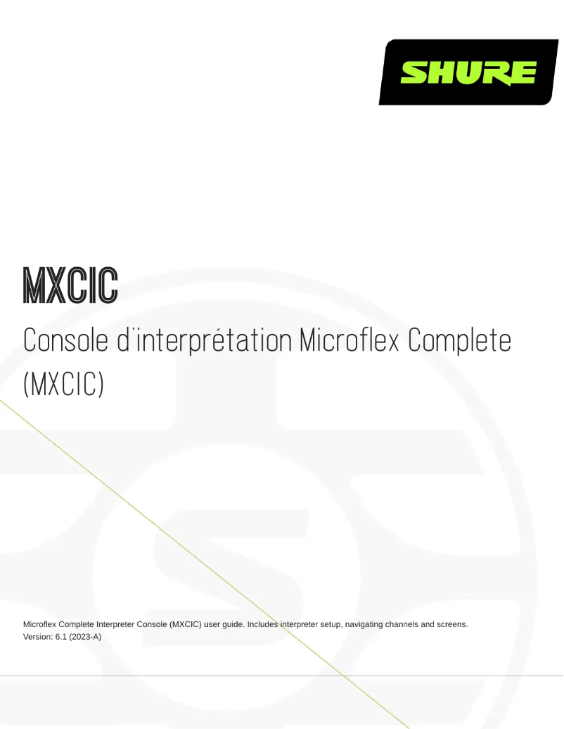 Page 1 de la notice Manuel utilisateur Shure MXCIC