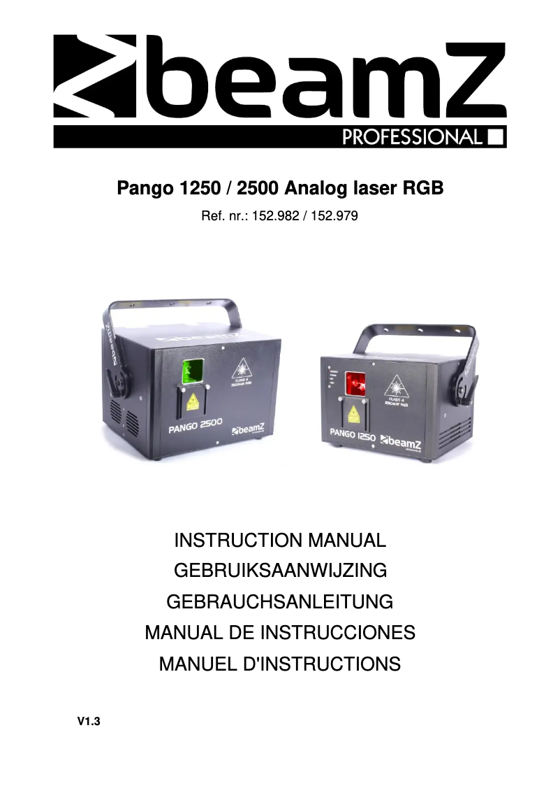 Page n°1 - Manuel utilisateur BeamZ Pango 1250
