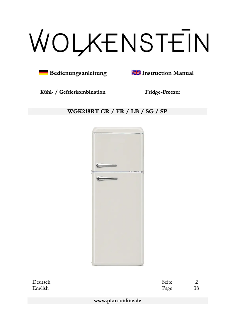 Page n°1 - Manuel utilisateur Wolkenstein WGK218RT LB