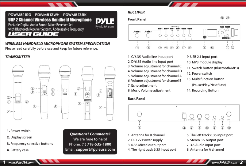 Page 1 de la notice Manuel utilisateur Pyle PDWM811RD