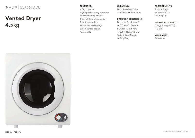 Image de la première page du manuel de l'appareil IVDE45W
