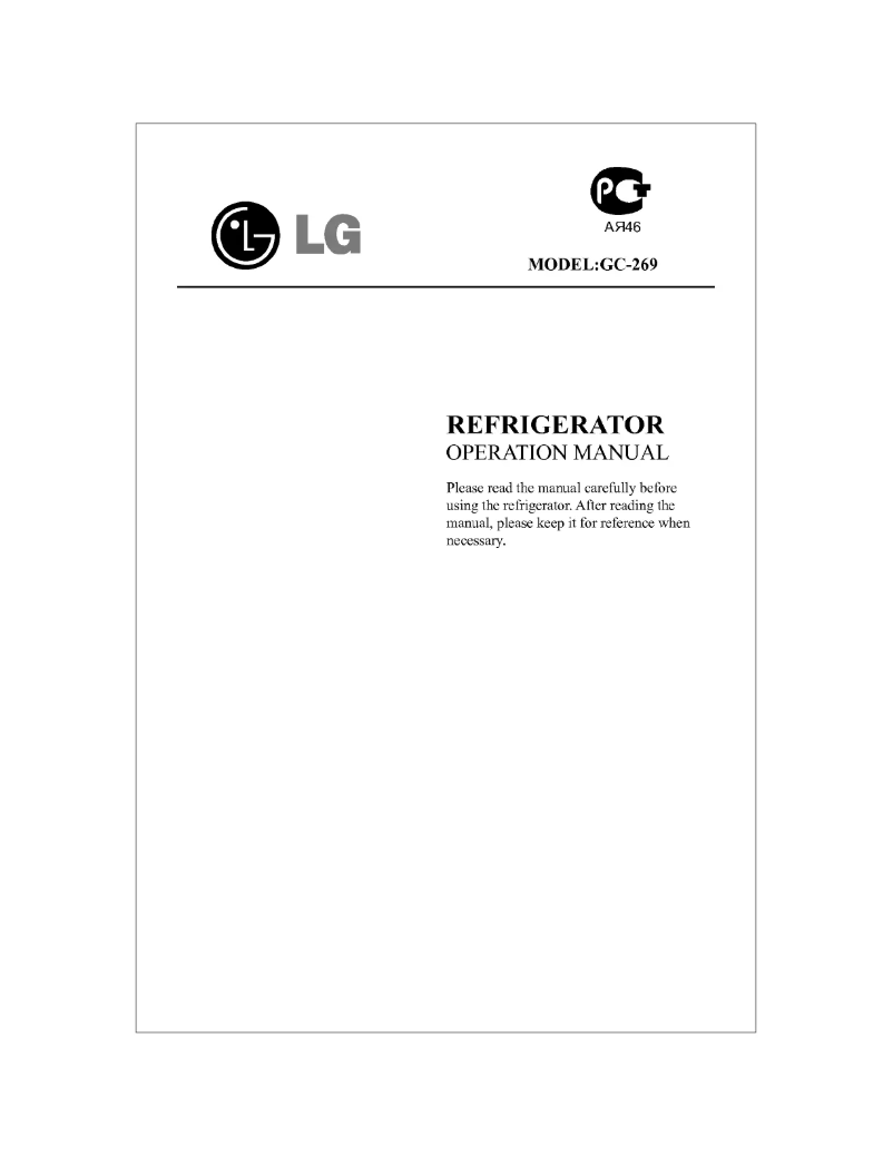 Page 1 de la notice Manuel utilisateur LG GC-269 V