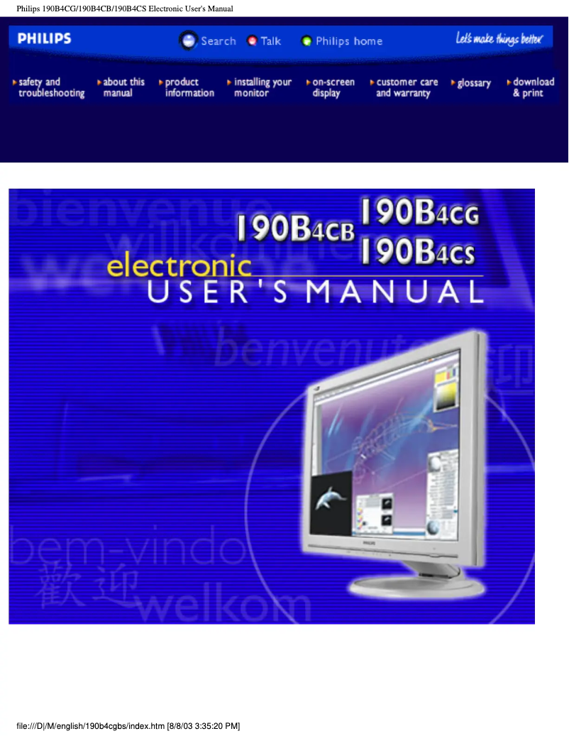 First page image of the manual for 190B4CB