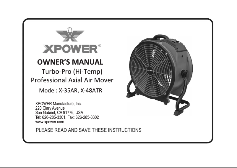 Page 1 de la notice Manuel utilisateur XPower X-48ATR