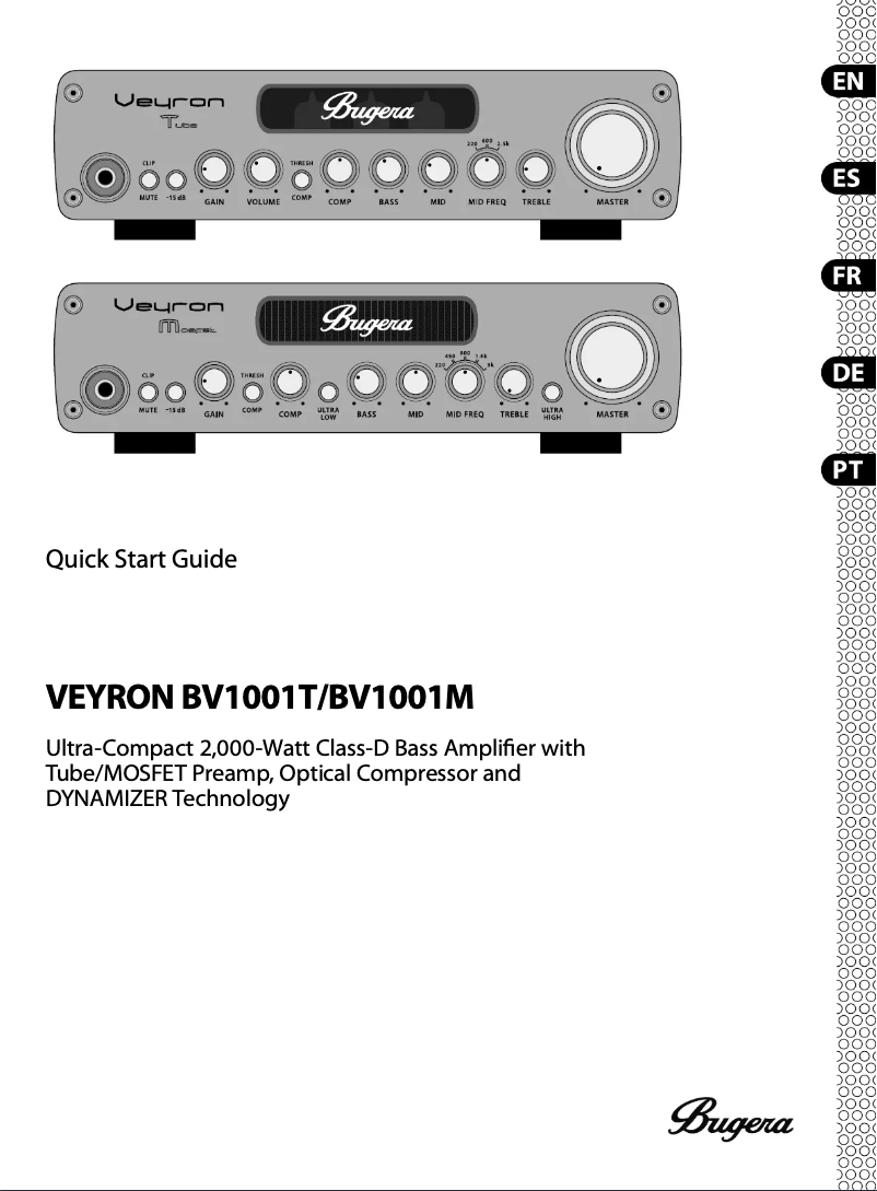 Page 1 de la notice Manuel utilisateur Bugera Veyron BV1001M