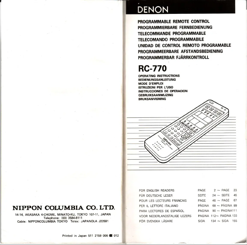 Image de la première page du manuel de l'appareil RC-770 Universal