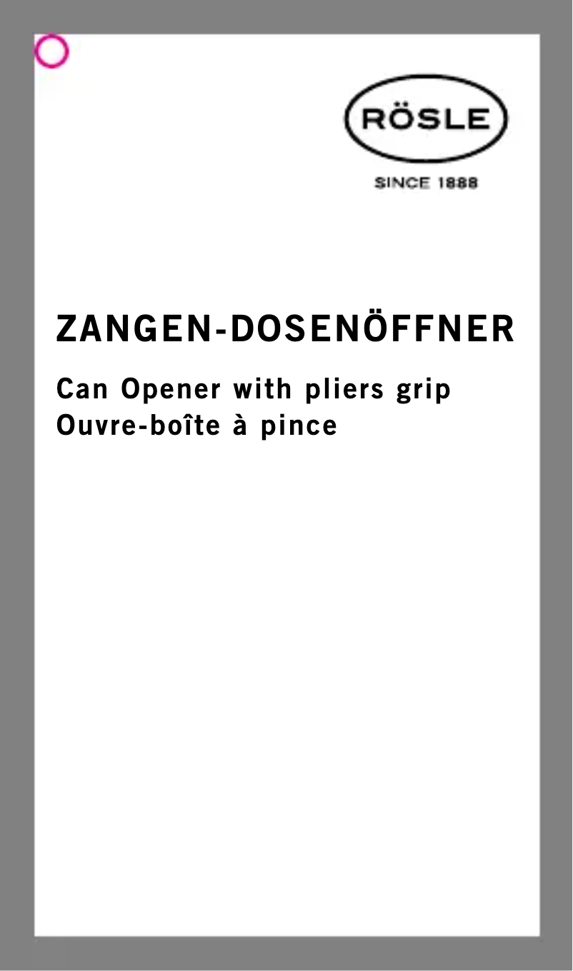 Page 1 de la notice Manuel utilisateur Rösle 12757