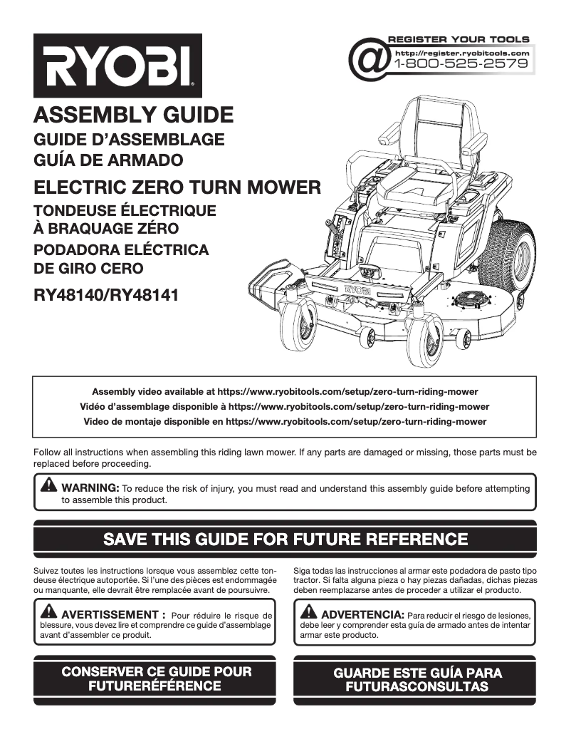 Page n°1 - Manuel utilisateur RYOBI RY48140