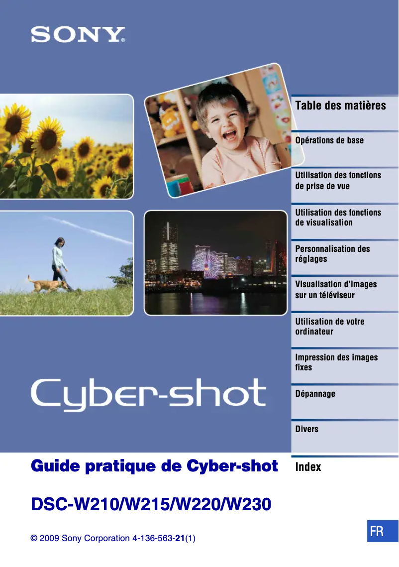 Image de la première page du manuel de l'appareil Cybershot DSC-W210