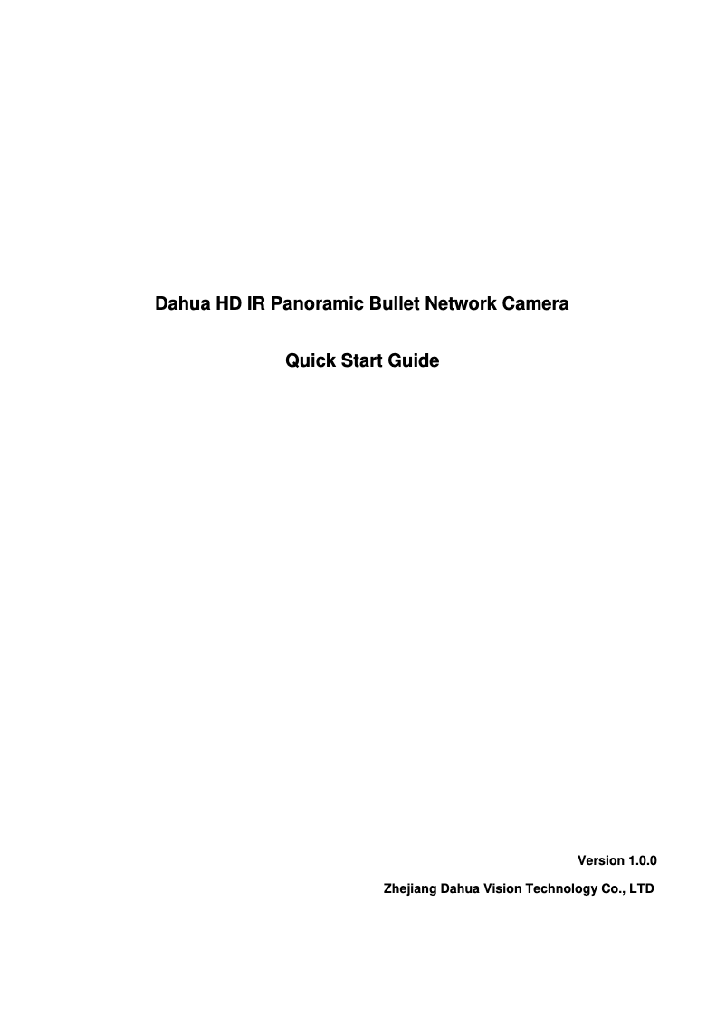 Page n°1 - Manuel utilisateur Dahua Technology Panoramic IPC-PFW8601-A180