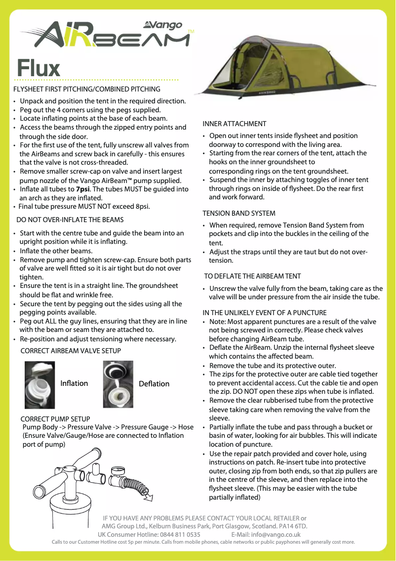 Page n°1 - Manuel utilisateur Vango Flux 400