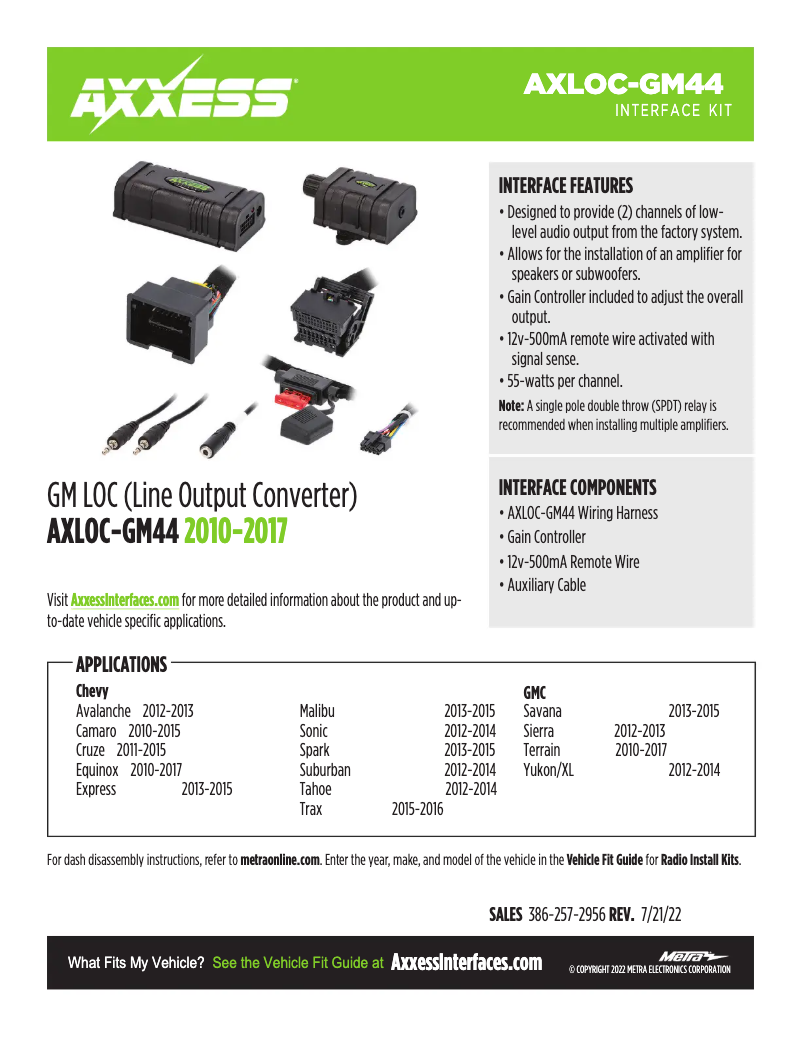 Page 1 de la notice Fiche technique AXESS AXLOC-GM44