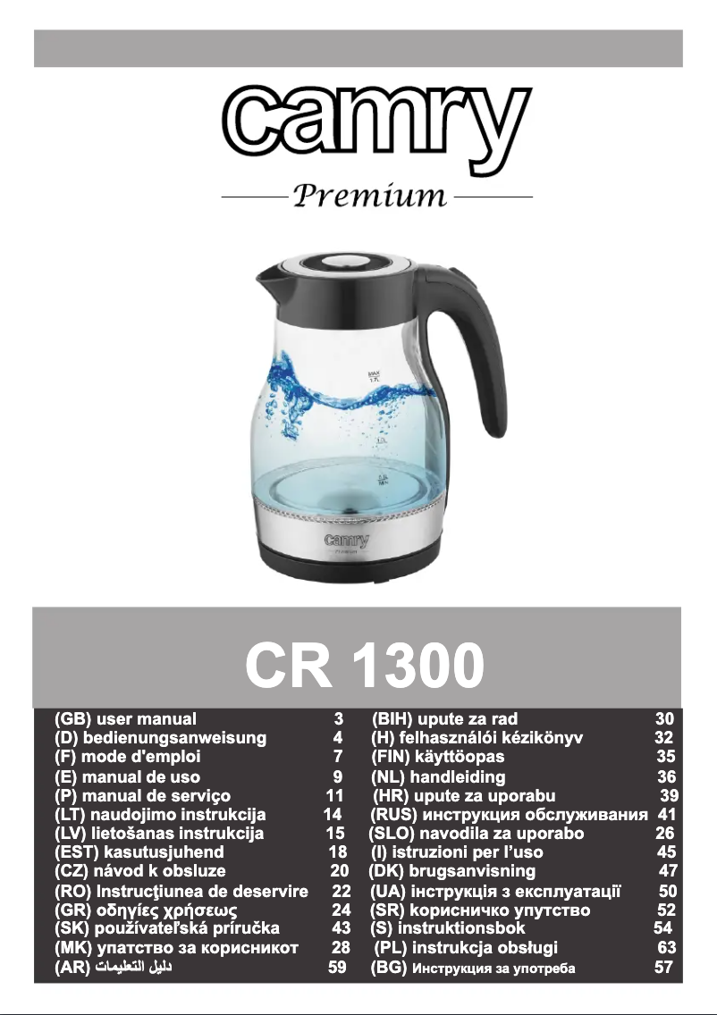 Page n°1 - Manuel utilisateur Camry CR 1300