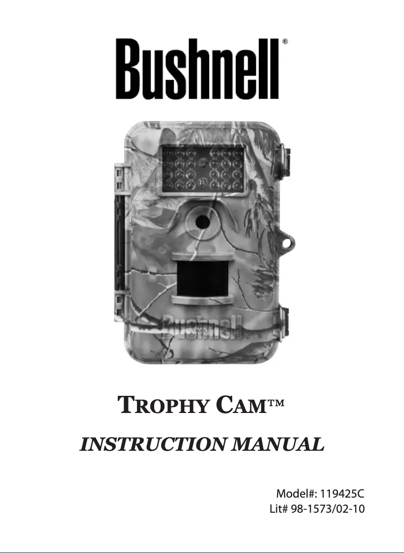 Page 1 de la notice Manuel utilisateur Bushnell Trophy Cam 119425C