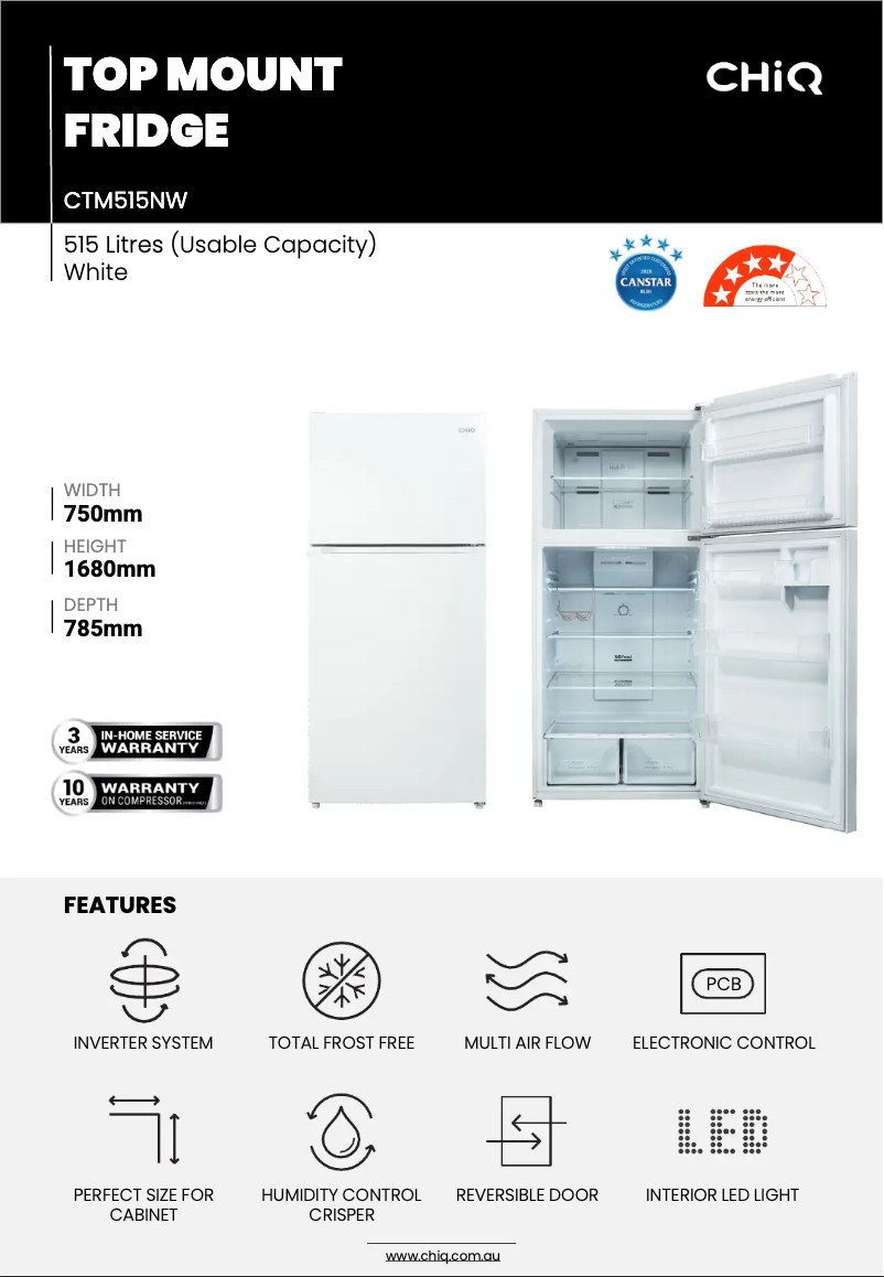 Page 1 de la notice Fiche technique CHiQ CTM515NW