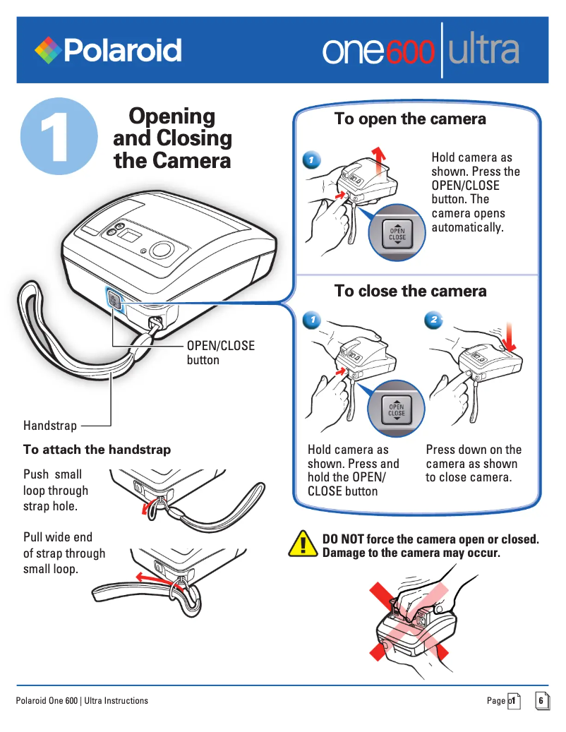 Page 1 de la notice Manuel utilisateur Polaroid One600 Ultra