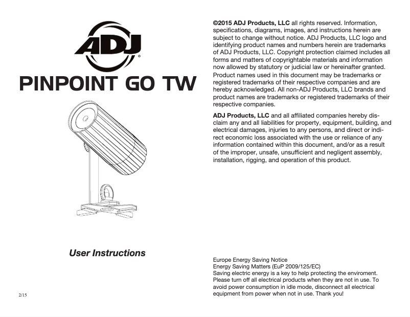 Image de la première page du manuel de l'appareil Pinpoint Go TW