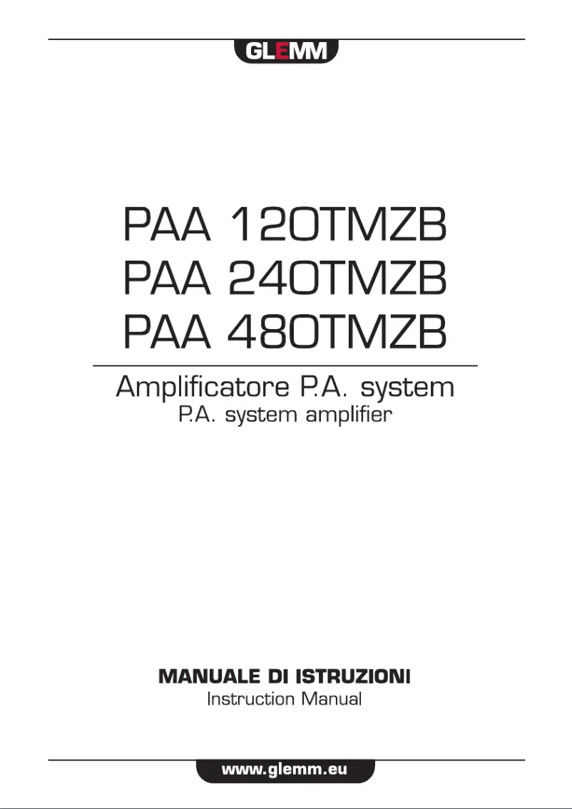 Page n°1 - Manuel utilisateur Glemm PAA 240TMZB