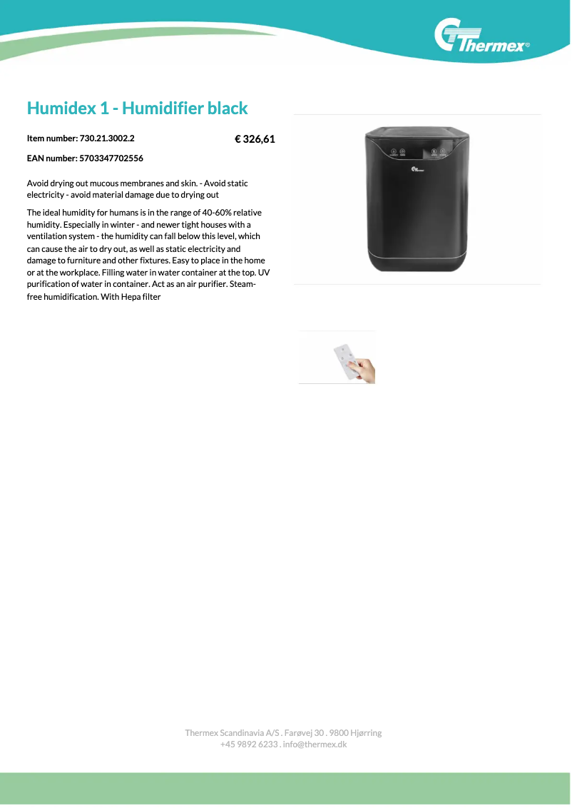 Image de la première page du manuel de l'appareil Humidex 1