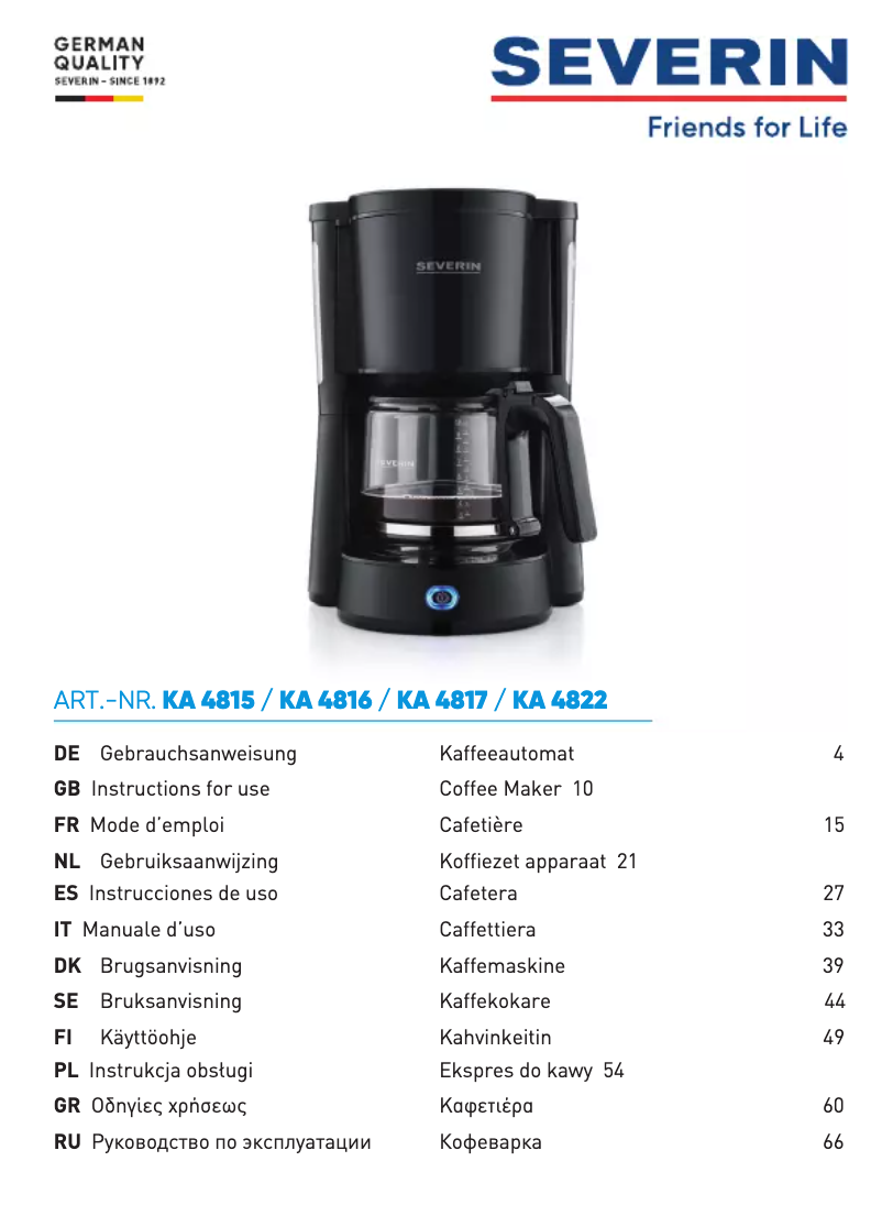 Page n°1 - Manuel utilisateur Severin KA 4815