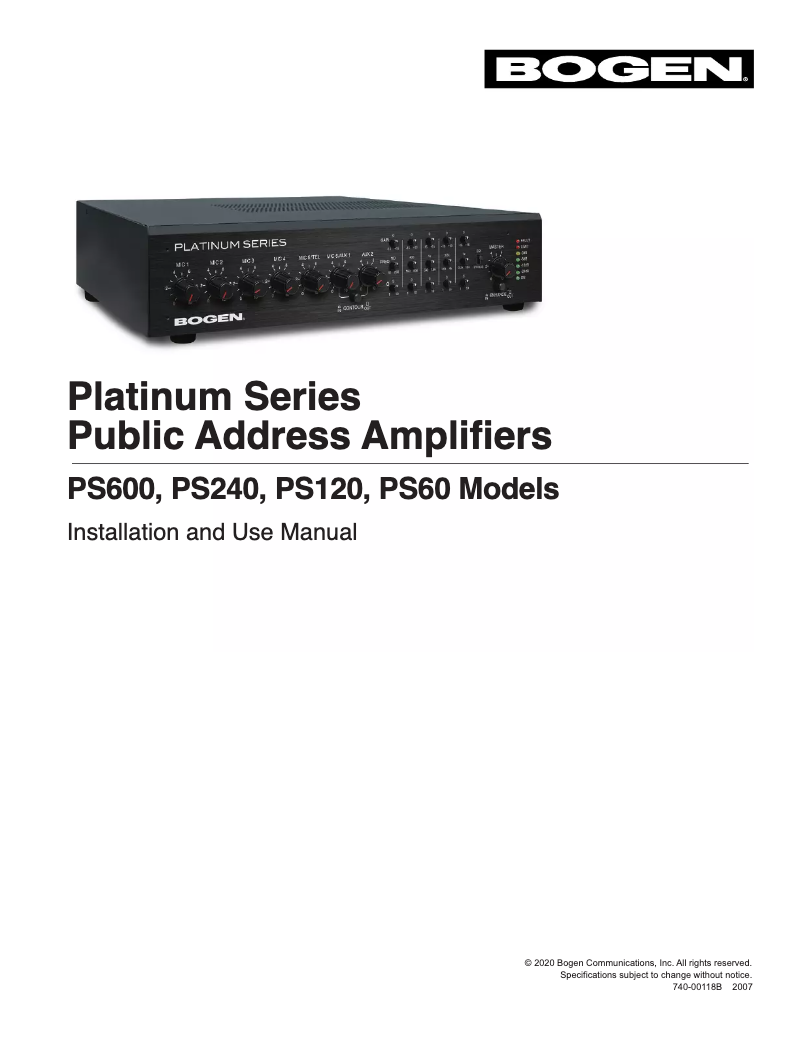 Image de la première page du manuel de l'appareil Platinum Series PS240