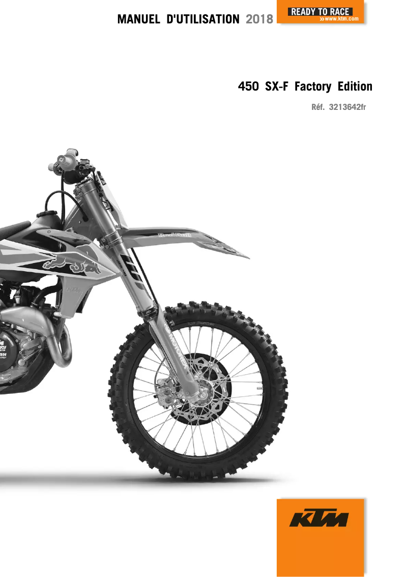 Image de la première page du manuel de l'appareil 450 SX-F Factory Edition (2018)