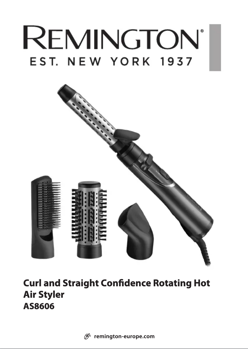 Page 1 de la notice Manuel utilisateur Remington Curl & Straight Confidence AS8606