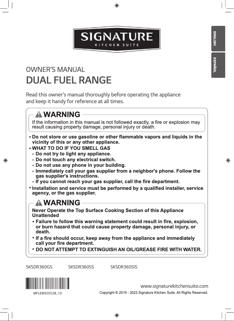 Page n°1 - Manuel utilisateur Signature SKSDR360SS