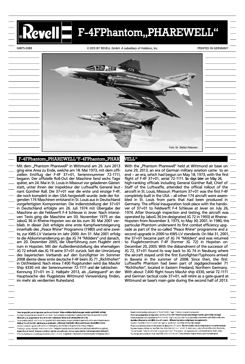 Page 1 de la notice Manuel utilisateur Revell F-4F Phantom PHAREWELL