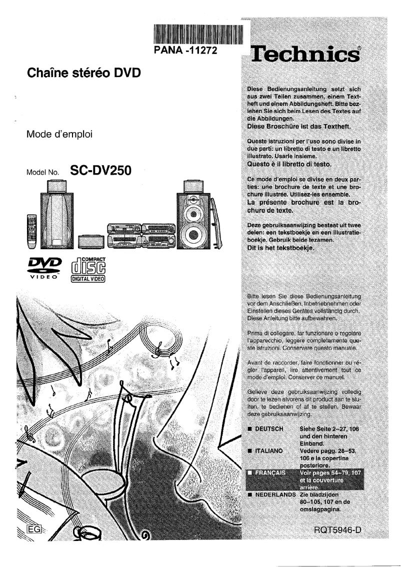 Page n°1 - Manuel utilisateur Panasonic SC-DV250