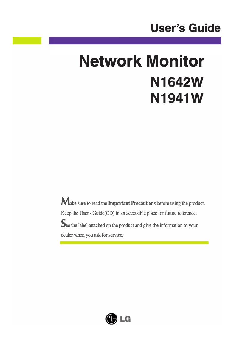 Page n°1 - Manuel utilisateur LG N1642W