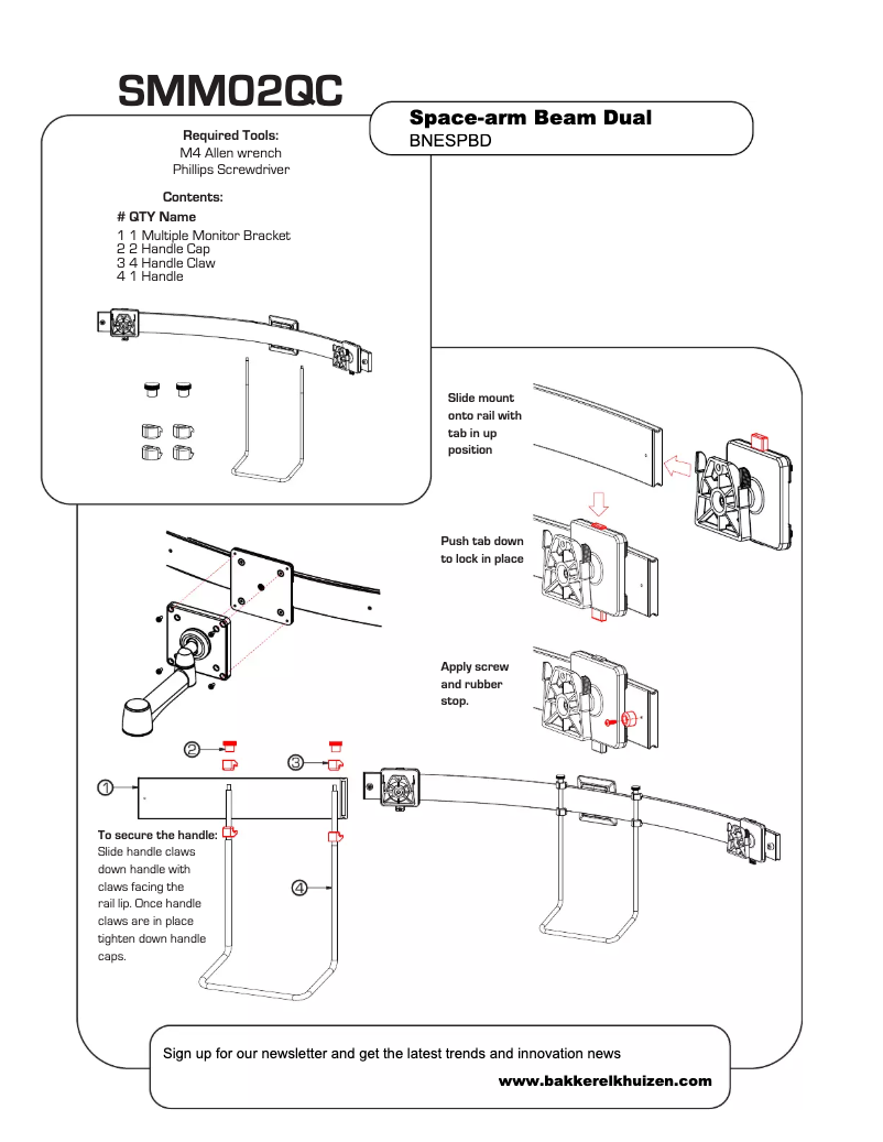 Page n°1 - Manuel utilisateur BakkerElkhuizen Space-arm Beam Dual