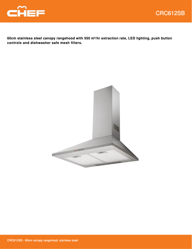 Página 1 del manual Ficha técnica Chef CRC612SB