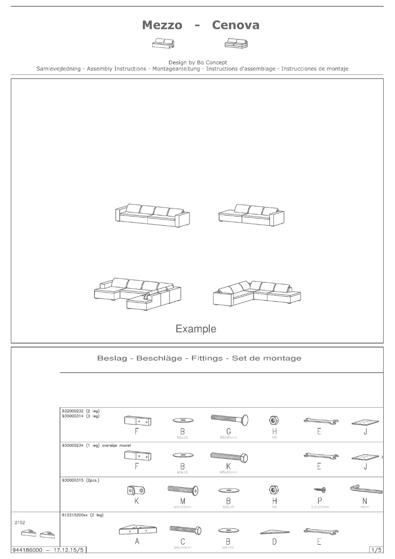 Page n°1 - Manuel utilisateur BoConcept Mezzo