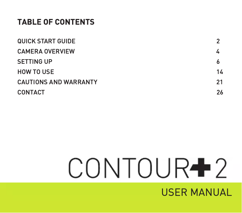 Image de la première page du manuel de l'appareil Contour+2