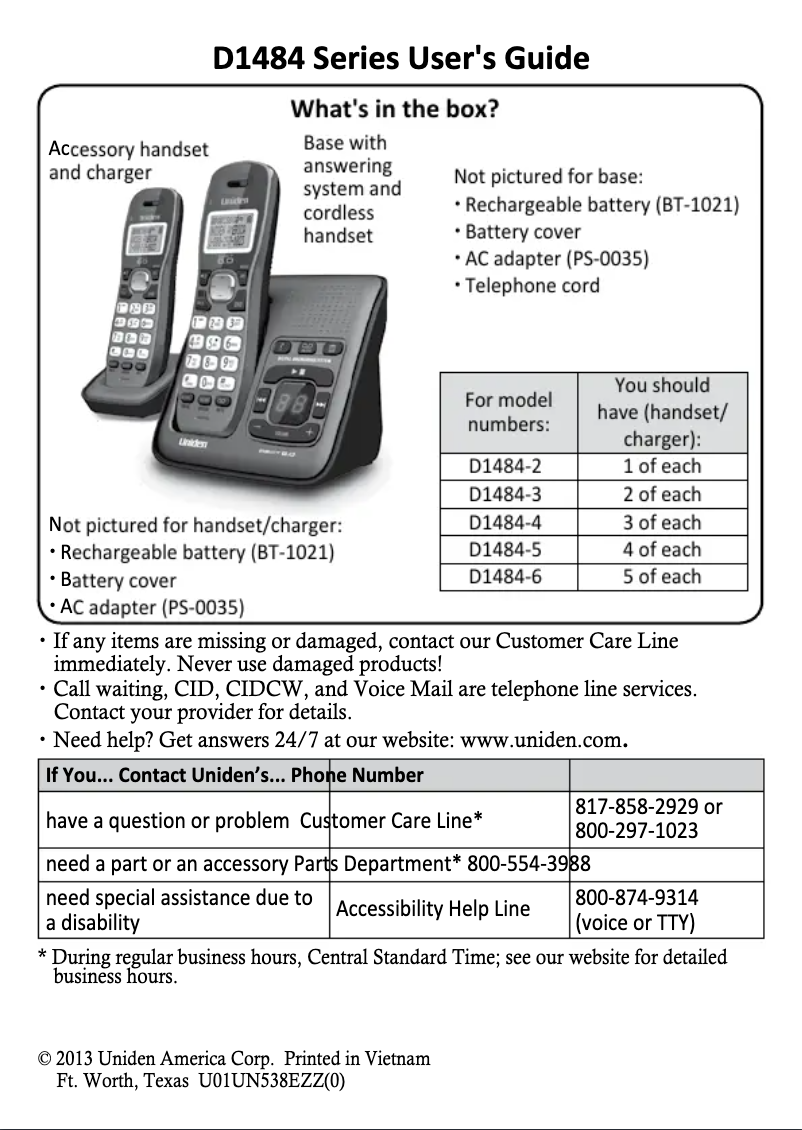Imagen de la primera página del manual del dispositivo D1484