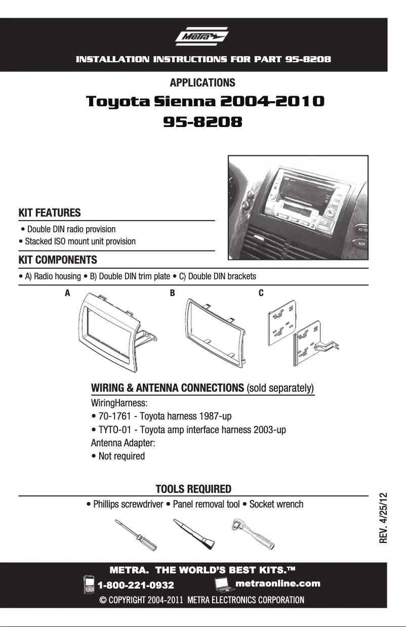 Page 1 of the manual User Manual Metra 95-8208