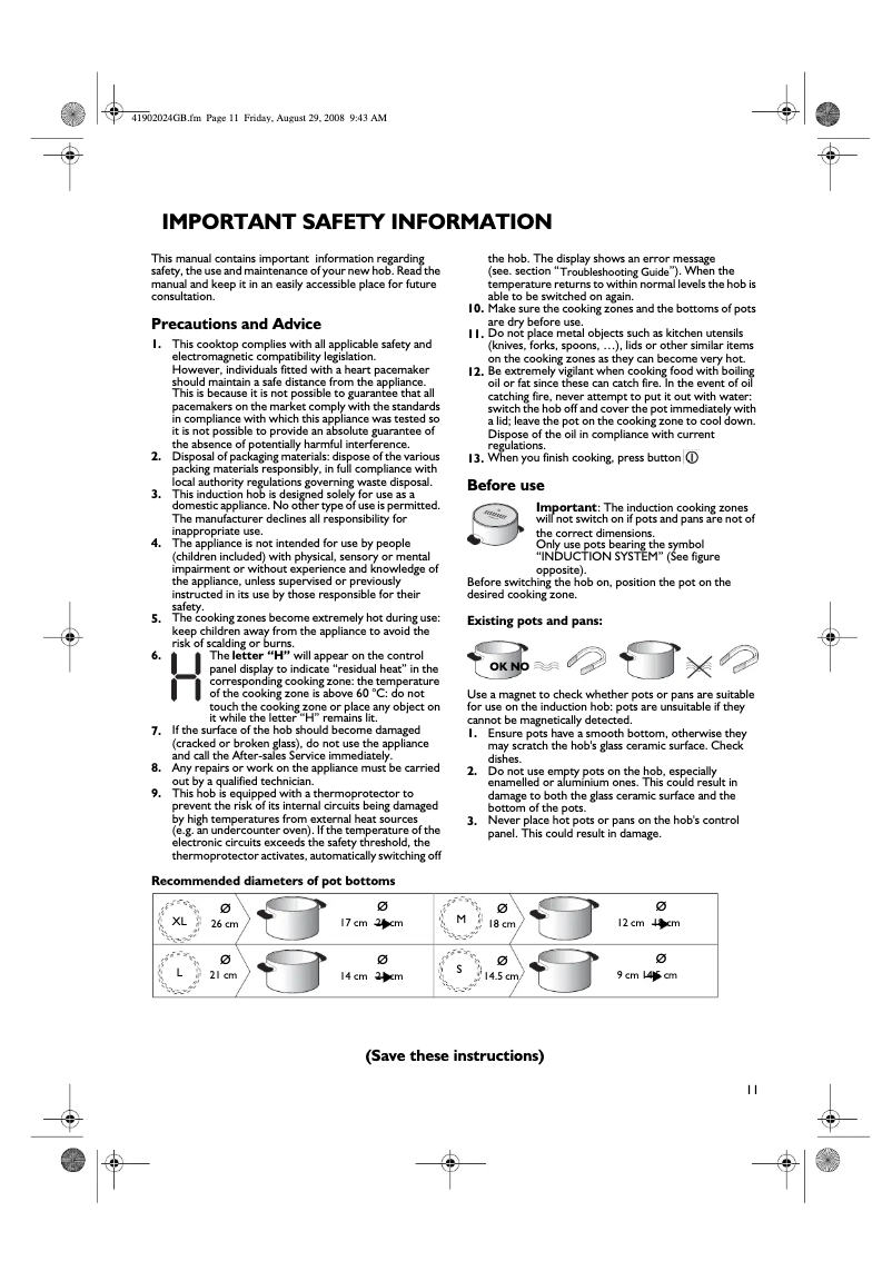 Page 1 de la notice Manuel utilisateur Bauknecht ETI 6730 IN