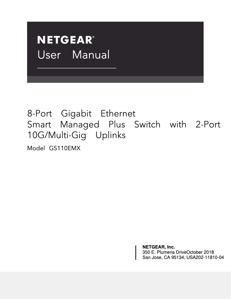 Page n°1 - Manuel utilisateur Netgear GS110EMX
