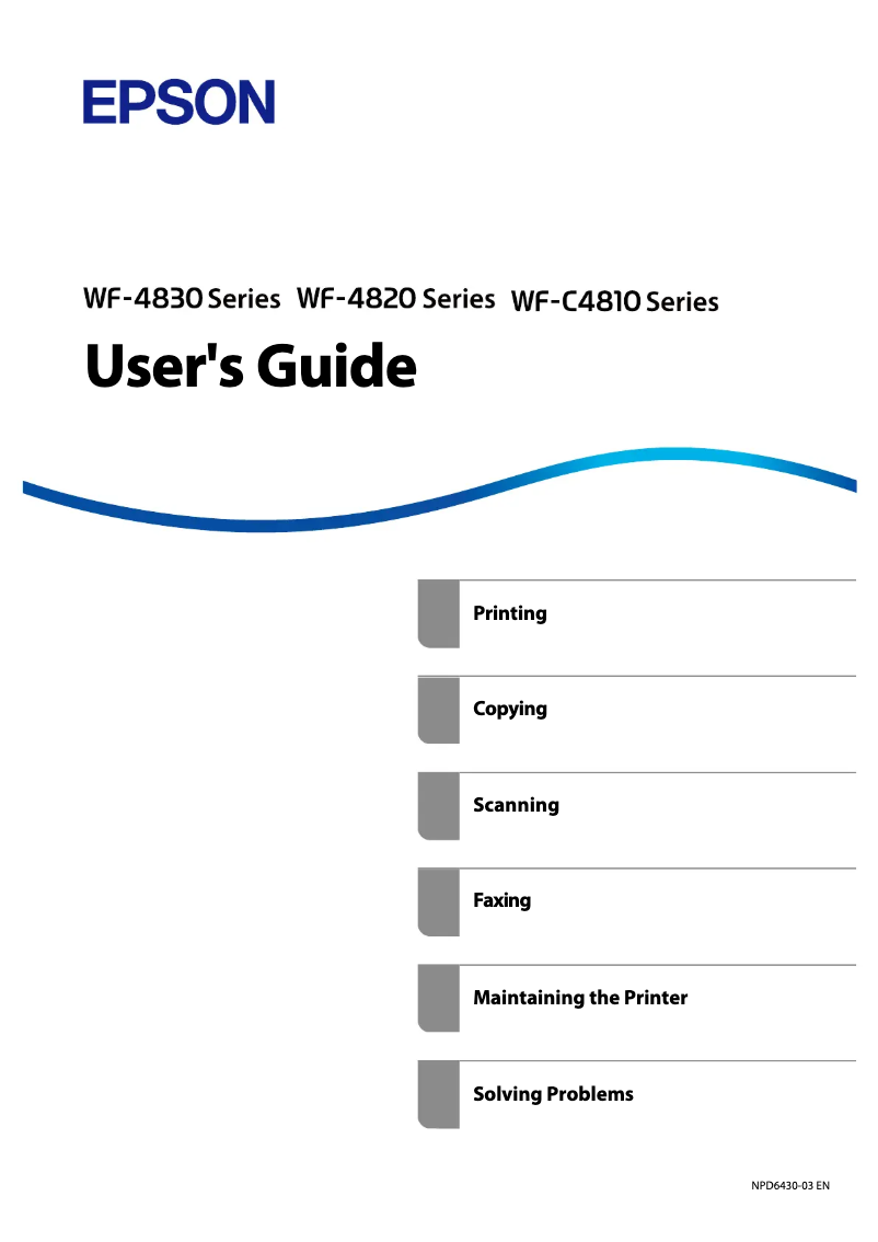Image de la première page du manuel de l'appareil WorkForce Pro WF-4835