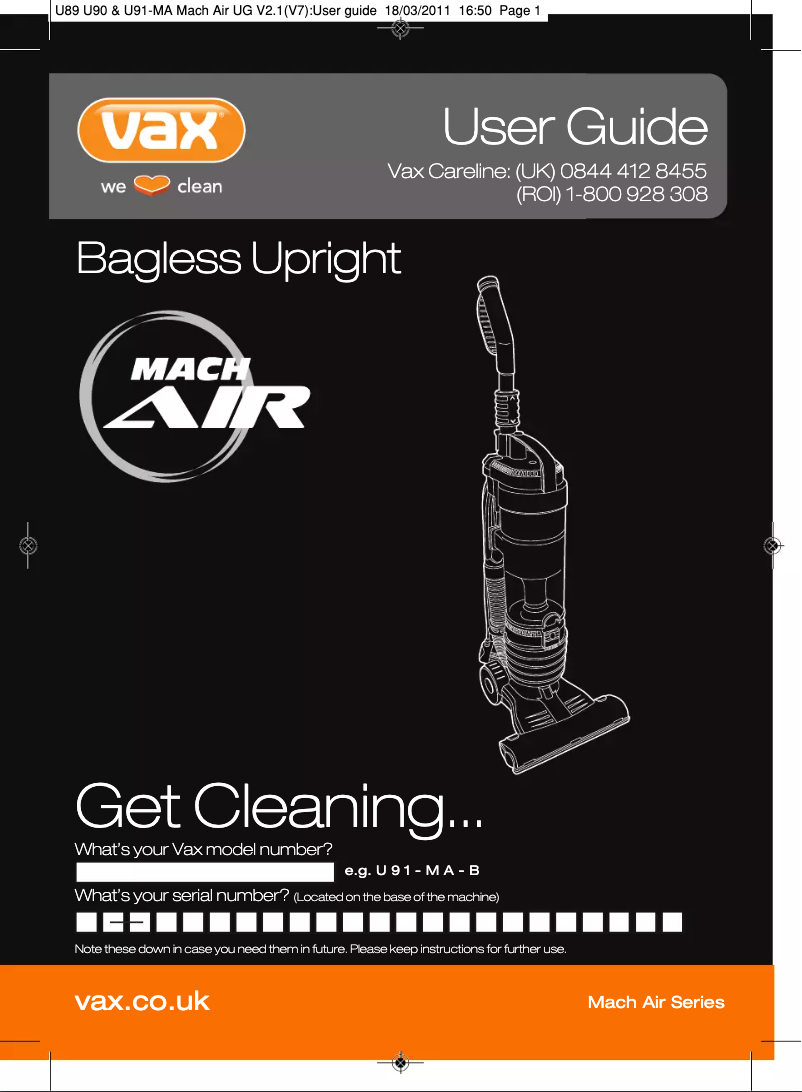 Image de la première page du manuel de l'appareil Mach Air U89-MA-PF